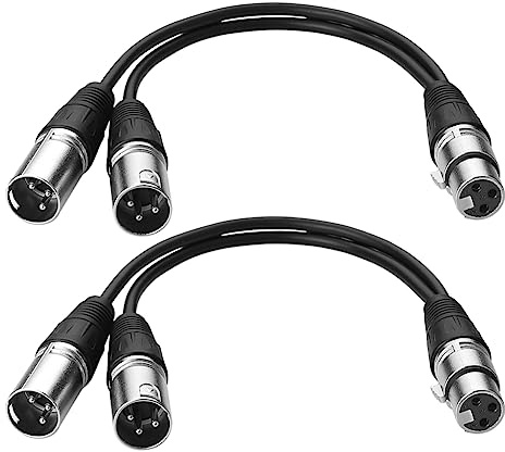 S SIENOC Mikrofon Kabel 3pin XLR zu Dual 2 XLR (Silber Buchse zu | Stecker) (Silber Buchse zu Stecker)