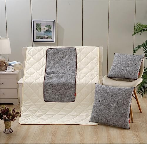 Surwin Reisedecke Kissen 2 In 1, Solide Farbe Flugzeug/Auto Kissen Decke Verwandlungskissen Decke mit Reißverschluss, Mikrofaser Multifunktional Steppdecke Zierkissen (150x200cm,Grau)