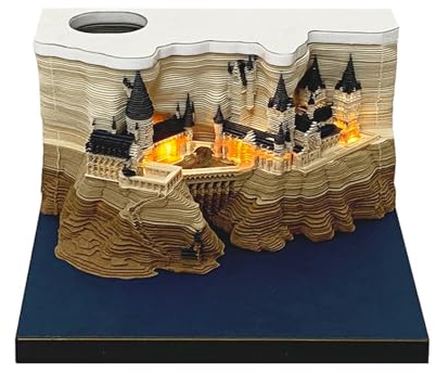 Schreibtischkalender mit Lichtern, 2024 Schreibtisch Kalender 3D Memo Pad Papier Kunst Sakura Baum Kreative 3D Notizblock Papier Schnitzen Geschenk Desktop Home Dekoration Geschenk (A)