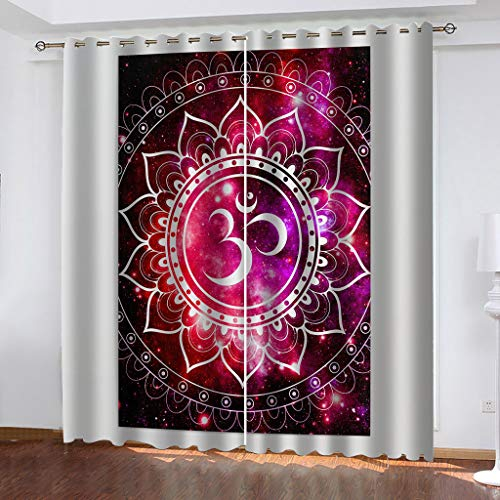 MAYNUO Blickdichte Vorhänge Mit Motiv 3D Rosa Sternblume Kinder Gardinen Blickdicht Ösen Gardine Thermo 264x214 cm Schlafzimmer Kinderzimmer Vorhänge Dekoratives Muster, Verdunklungsvorhänge