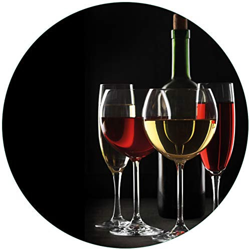 Wallario Glasbild rund Weinverkostung am Abend - Rund, 50 cm Durchmesser Wandbild Glas in Premium-Qualität: Brillante Farben, freischwebende Optik