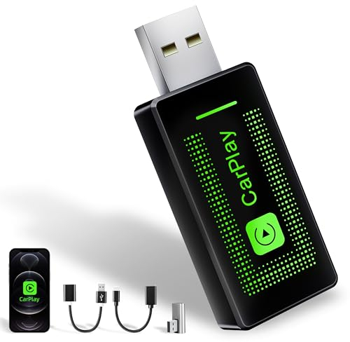 Lyssiefeel Wireless Carplay Adapter for iPhone,2024 Upgrade USB CarPlay Wireless Stick,Easy Plug & Play,Compatible with Cars from 2016 & iPhone iOS 10+ (CLZ121)