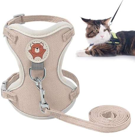 Pettorina per gattini e gatti, a prova di fuga, pettorina per cani di piccola taglia con guinzagli regolabile, imbracatura per passeggiate e viaggi, imbracatura sicura per animali domestici per gatti
