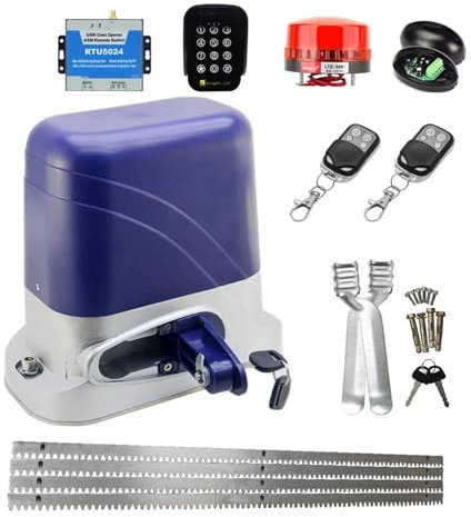Apricancello automatico scorrevole Automatic Electric Gate Opener For 1300KG Sliding Gate Door Garage Operator With 4m Steel Racks Remote Gear Motor Actuator con tastiera senza fili(Kit 12)