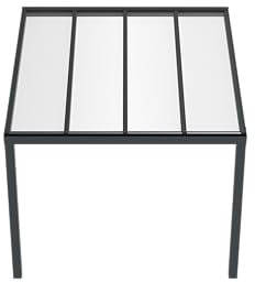 Terrassenüberdachung KD Alpha in Anthrazit mit Polycarbonat klar oder Opal in 200x200cm - Terrassendach aus Aluminium - wetterfeste Überdachung