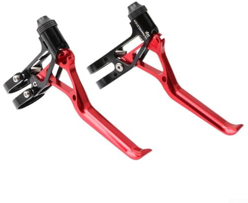 HEBEOT 1 Paar Fahrrad-Bremshebel, Aluminiumlegierung, Handbremsen, Ersatz für E-Bike-Teil, verlängerter 3-Finger-Griff für Rennräder, Faltrad-Serienmotoren (rot)