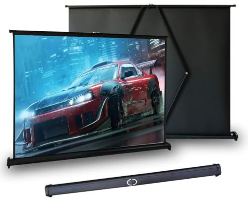 PBSIEBS Tabletop Projector Screen 50 40 30in Portable Projection Screen Outdoor Indoor Mobile Movie Screen, Easy Pull Out, Schools Home Theater Office, Black(16:9,30inch)