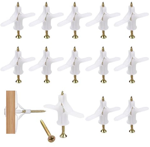 100 Set Tappi e Viti Cartongesso (100 Tappi, 100 Viti), Tasselli di Vite Fissaggio a Parete, Ancora Vite per Cartongesso, per Mattone Forato Lastre di Gesso Muro Pieno Pareti Cave