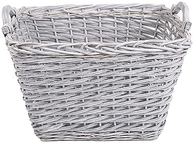 Wickerfield Large Log Basket Grey, Log Baskets for Wood Burner Indoor, Fire Wood Basket, Extra Large Wicker Baskets for Storage for Logs