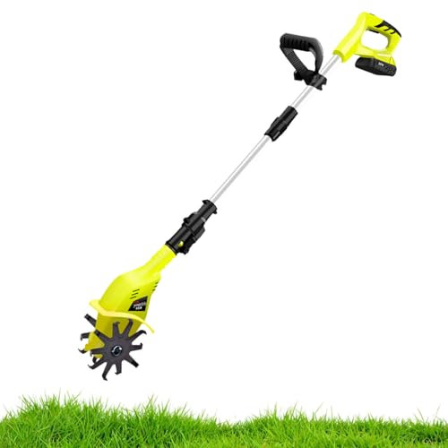 ZephyrGlow Motocultor cultivador Motoazada a batería - Cultivadora de jardín, Profundidad de Trabajo de 25cm, para el aflojamiento de la Tierra y la preparación del Suelo,TL-02