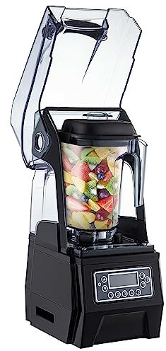 1500W Commercial Blender 1.5L Food Processor Smoothie Juicer Ice Crusher ha un design insonorizzato, Potente ed efficiente(Noir)