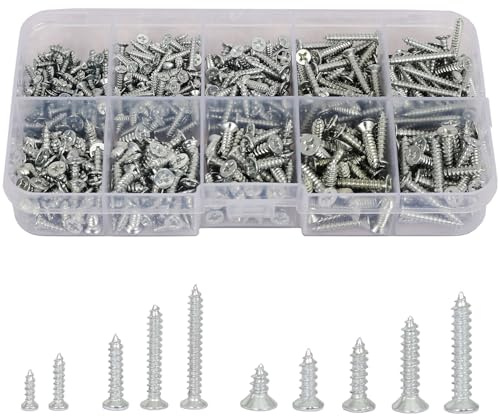 535 Stück Holzschrauben Set Selbstschneidende für Holz & Kunststoff (M2 6/10mm, M2.5 12/16/20mm, M3 8/10/12/16/20mm) - Kleine Schrauben Set mit Aufbewahrungsbox, Vollgewinde, Verschiedene Längen