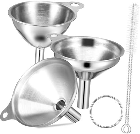 Set D’entonnoirs Cuisine en Acier Inoxydable Argenté, 3 Pièces