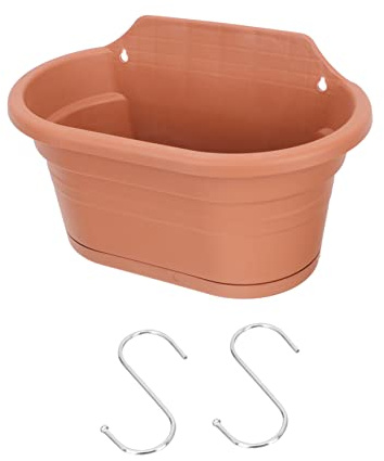 Abaodam Hängender Blumentopf Balkon Kunststoff Braun Wetterfest Frostbeständig Mit Zwei Haken Outdoor Wandpflanztopf Gartendekor