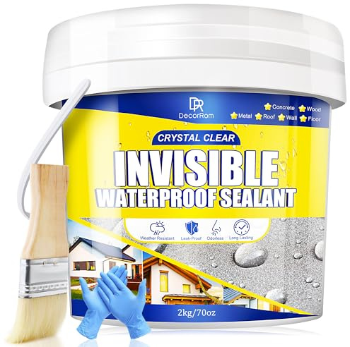 Waterproof Sealant, 2000g Transparent Liquid Waterproof Sealant Invisible Clear Paint for Roofs, Walls, Wood & Terraces - Indoor & Outdoor Flexible Water-Based UV-Resistant Crack-Proof Protection