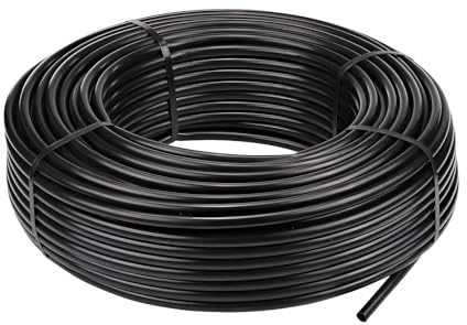 Tuyau d'arrosage micro-irrigation, 20 m, tuyau d'arrosage goutte à goutte, diamètre intérieur 4 mm/diamètre extérieur 6 mm, tuyau d'arrosage noir, tuyau en PVC, pour système d'arrosage de jardin (20 m