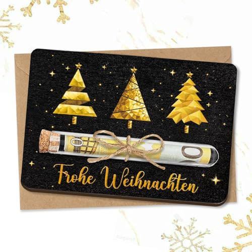 Happirra Geldgeschenk Weihnachten, Holz Verpackung für Geldgeschenke Weihnachten mit Umschlägen, Weihnachtskarte Geldgeschenk, Weihnachts Geldgeschenke - Weihnachtsgeschenke für Frauen Männer Kinder