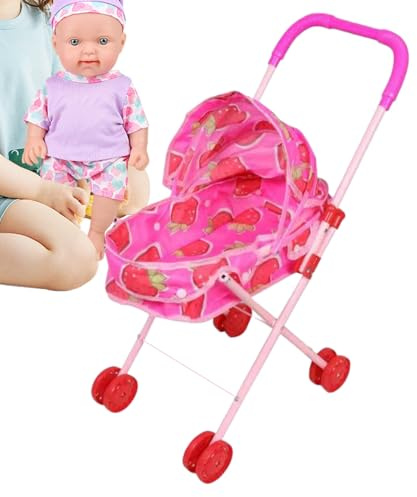 Dranng Baby Kinderwagen Für Puppen, Kinderwagen Mit Sonnendach, Klappbarer Puppenwagen Schiebewagen, Für Mädchen Rollenspiel Haus Party Geburtstag