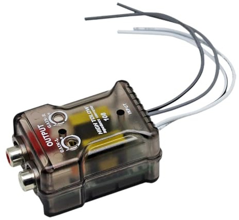 Ronyme Convertisseur RCA Haut vers Bas, convertisseur d'impédance Audio, de Caisson de Basses, Robuste et Compact, avec Sortie à Niveau