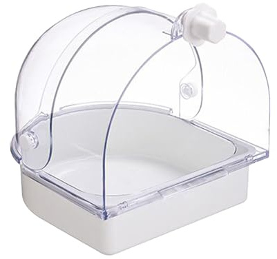 driattie Vogelbad Für Den Käfig - Transparente Duschschalen Box,Spritzwassergeschütztes Und Transparentes Vogelbad Für Den Käfig,Für Innen- Und Fensterbereich, Nymphensittich, Conure, Kanarienvogel,