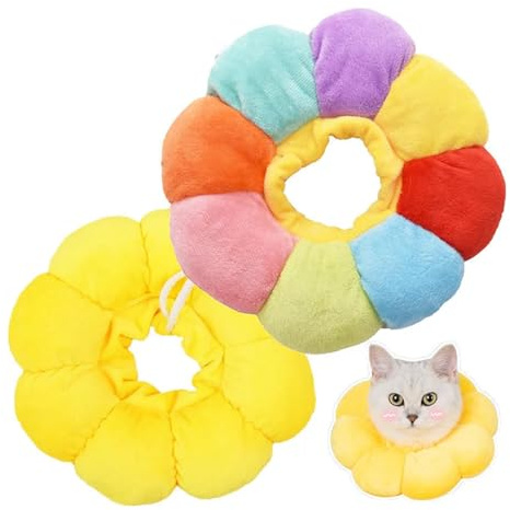 2Pcs Cat Donut Collar Set, Soft Cats Cone, Cat Calming Collar Suitable for Skin Protection and Pet Fashion Photography