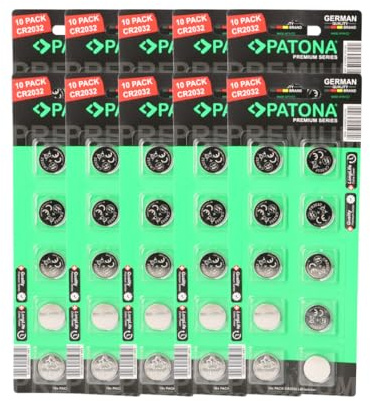 PATONA Premium 100x CR2032 Lithium Batterien 3V 240mAh, Knopfzellen, Nicht wiederaufladbar, 10x10er Blister – für Fernbedienungen, Autoschlüssel, Uhren, Thermometer, Waagen, LED
