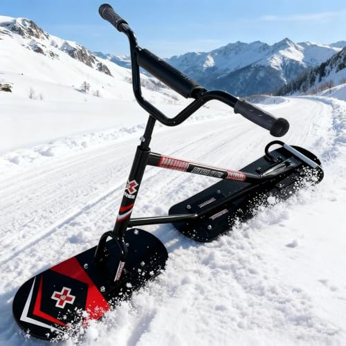 Neuer Snowscooter mit Aluminiumrahmen & Ahornholz-Kern | Trägt 100kg | Dual-Ski-Design für Stabilität | 360° Hinterkufen für einfache Lenkung | Geländegängiger Winter-Spaß für Jugendliche/Erwachsene
