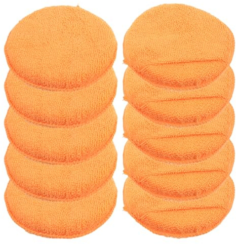 TOGEVAL 10 Spugne per Lavaggio Auto 5 Pollici Arancione – Tamponi Antigraffio in Microfibra per Applicazione Cera e Sigillanti – Spugne Lavabili per Pulizia e Lucidatura Auto