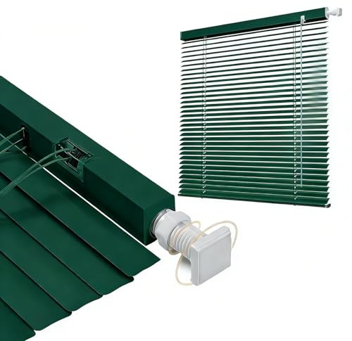 Persianas Venecianas Aluminio Sin Taladrar 80 92 120 136 128 132 140 cm, Todas Las Piezas de Montaje Incluidas, Lamas 25mm Estores para Ventanas y Puertas(Verde Oscuro)