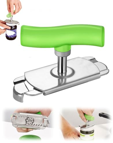 LEEQBCR 1 pieza Abrelatas, abridor de tarros para manos débiles, abridor de tapa ajustable de acero inoxidable, para personas mayores con manos débiles, herramienta de enlatado de cocina