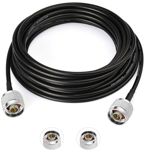 AmiCera Cavo coassiale maschio a N maschio 2 m, RG58 50 Ohm, doppia schermatura, prolunga cavo antenna per 4G 5G LTE, router Wi-Fi, amplificatore di segnale radio amatoriale