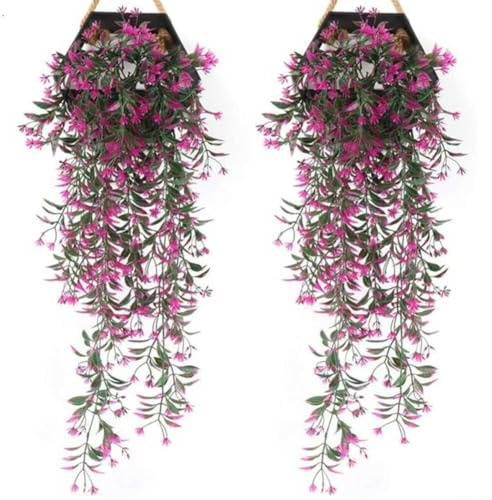 Guirnalda de hiedra artificial para decoración del hogar, jardín, planta de arrastre para colgar en la pared, decoración de follaje para interiores y exteriores (rojo)