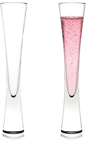 Eidoct 2x150ml Champagne Flutes, Prosecco Glasses - Handmade Mouth Blown Lead-Free Crystal, Clear Crystal Champagne Liqueur Glasses for Prosecco, Mimosa, Cocktails & Wedding Toasts