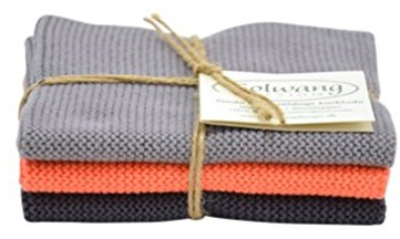 Solwang Putzlappen Kombi gestrickt 861587 Warmes Grau/Coral Baumwolle Wischtücher Edelstahl