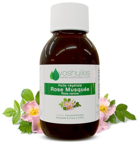 VOSHUILES - Huile Végétale Cosmétique Rose Musquée - Soin Naturel pour Peau - Anti -âge - Hydratation - Usage Quotidien - Huile Végétale de Qualité - 60ml