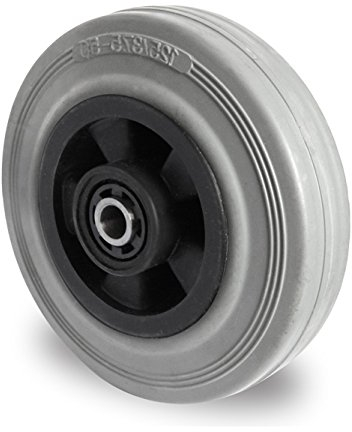 Rad 125 mm Gummi grau-spurlos Rollenlager mit Achszubehör M10