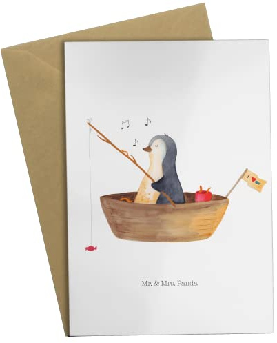Mr. & Mrs. Panda valentinstagskarte Pinguin Angelboot - Geschenk, babykarte, Boot, Angeln, neujahrskarte, Grußkarte, Trennung, Optimistisch, weihnachtskarten, einladungskarten, glückwunschkarten