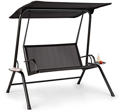 blumfeldt Bel Air Mono Swing Hollywoodschaukel - Stahlrahmen, atmungsaktiv, leichte Reinigung, Mono Relax-Bauweise, Sonnendach, Sitzfläche: 120 x 50 cm (BxT), Max. Belastung: 160 kg, schwarz