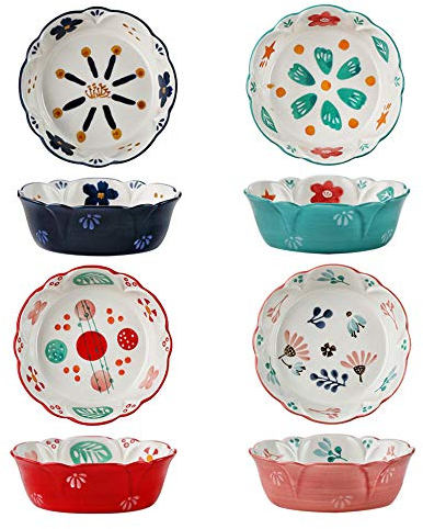 Watenkliy Cereal Bowl, Cereal Bowl, Dessert Bowl Made of Porcelain, Approx. 320 ml, Diameter 15.2 cm, Set of 4