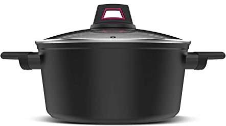Taurus Best Moments Cazuela 28 - Cazuela de aluminio forjado. 28 cm diámetro. mango ergonómico. apta para todo tipo de fuegos. recubrimiento antiadherente. apta para lavavajillas. libre PFOA. negro