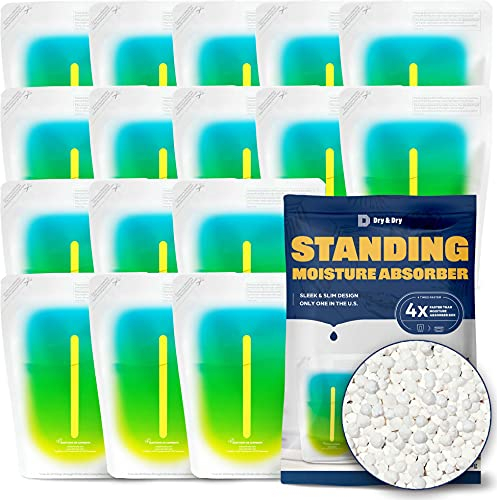 Dry & Dry [16 Packungen Stehende Feuchtigkeitsabsorber zur Kontrolle überschüssiger Feuchtigkeit für Keller, Schränke, Badezimmer, Waschküche – Feuchtigkeitsabsorber Feuchtigkeitsabsorber