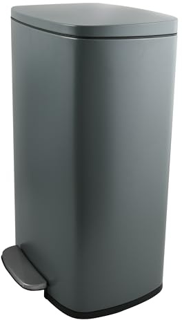 Spirella Tretabfalleimer für die Küche, 50L, Stahl - Soft-Close Absenkautomatik, herausnehmbarer Inneneimer - Modernes und hygienisches Design - Matte Graue Oberfläche, Mattgrau