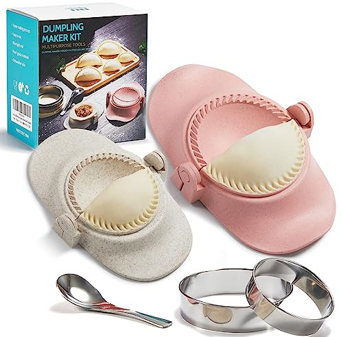 MUMSUNG Empanadas Press Maker, Dumpling Maker Mold Set With Dough Cutter, Dumpling Mold Set (L/4+M/3)