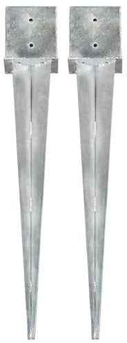 vidaXL Picas de tierra 2 uds acero galvanizado plateado 14x14x91 cm, pica de tierra, lanza de tierra, estaca de tierra, picas de tierra