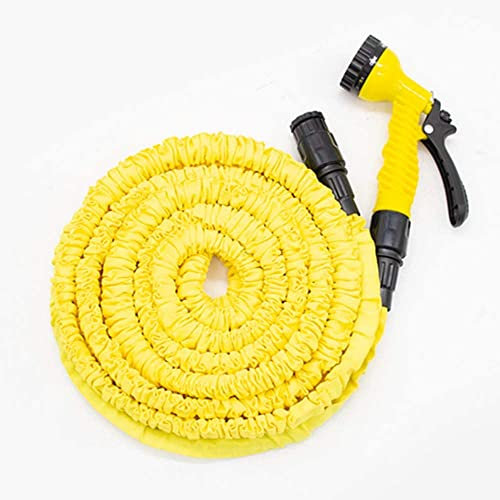 Expandable Garden Hose Pipes Flexible 25/100Expanding Spray Gun Yellow (25FT)