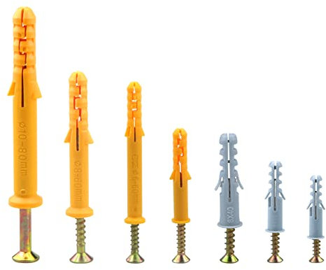 270 Pcs Screws And Wall Plugs Set,Anchor Bolts For Masonry、Brick、Concrete (M5/6/8/10) Heavy Duty Expansion Rawl Plugs Assorted To Wall Fixings（25/30/40/60/80mm）