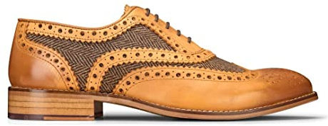 London Brogues Herren Schuhe Bräunen Tweed Olive Leder Gatsby Vintage Hochzeitsbüro-Klassiker - holzbraun 46 EU