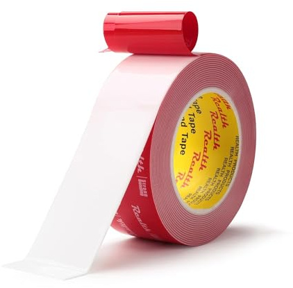 Realth MT495050 - Nastro biadesivo per montaggio 50 mm x 5,5 m, in gommapiuma, ad alte sollecitazioni, impermeabile, per auto, casa, ufficio, decorazione, colore bianco (MT495050)