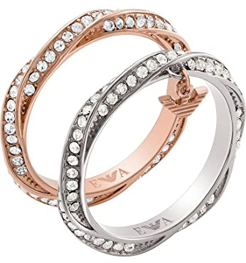 Emporio Armani Damen Ring set, Rose Gold-Tone und zwei-Tone Edelstahl Band, EGS3024SET8