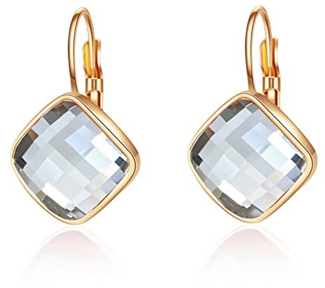 VONSSY Ohrringe aus Kristall in Roségold für Damen | Edelstein Creolen | Brisur-Tropfen-Ohrringe | Silber Ohrhänger Schmuck Geschenk für Frau Freundin